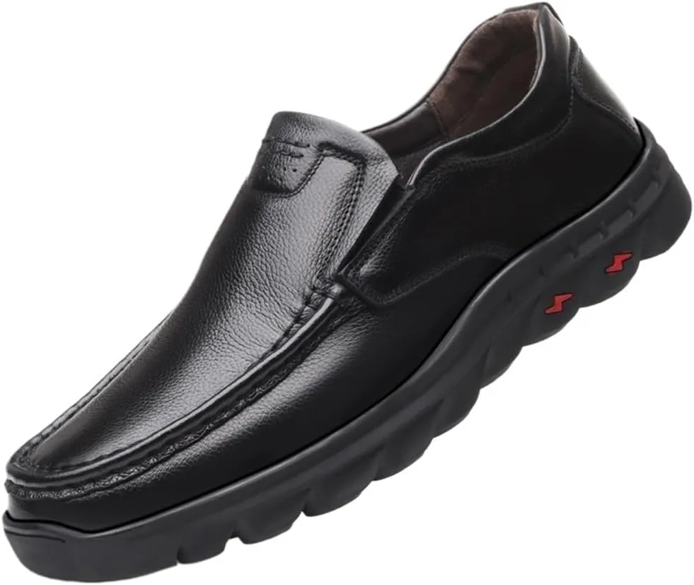 Comfortable Lightweight Outdoor Slip-ons Loafers for Men Stitching Details Breathable Genuine Leather Flat Heel
