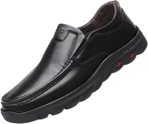 Comfortable Lightweight Outdoor Slip-ons Loafers for Men Stitching Details Breathable Genuine Leather Flat Heel