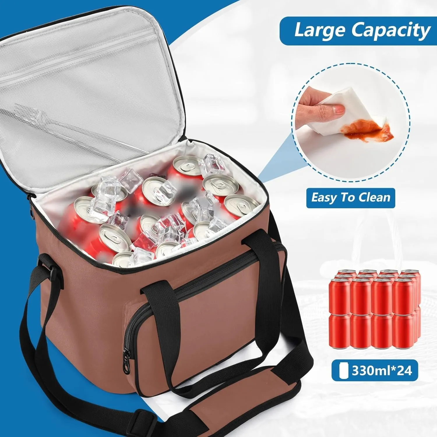 Cooler Bag Leakproof Cooler Tote Bag Organizer Insulated 24 Cans Camping Coolers
