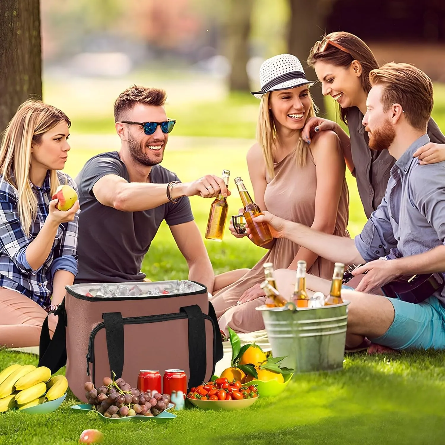 Cooler Bag Leakproof Cooler Tote Bag Organizer Insulated 24 Cans Camping Coolers