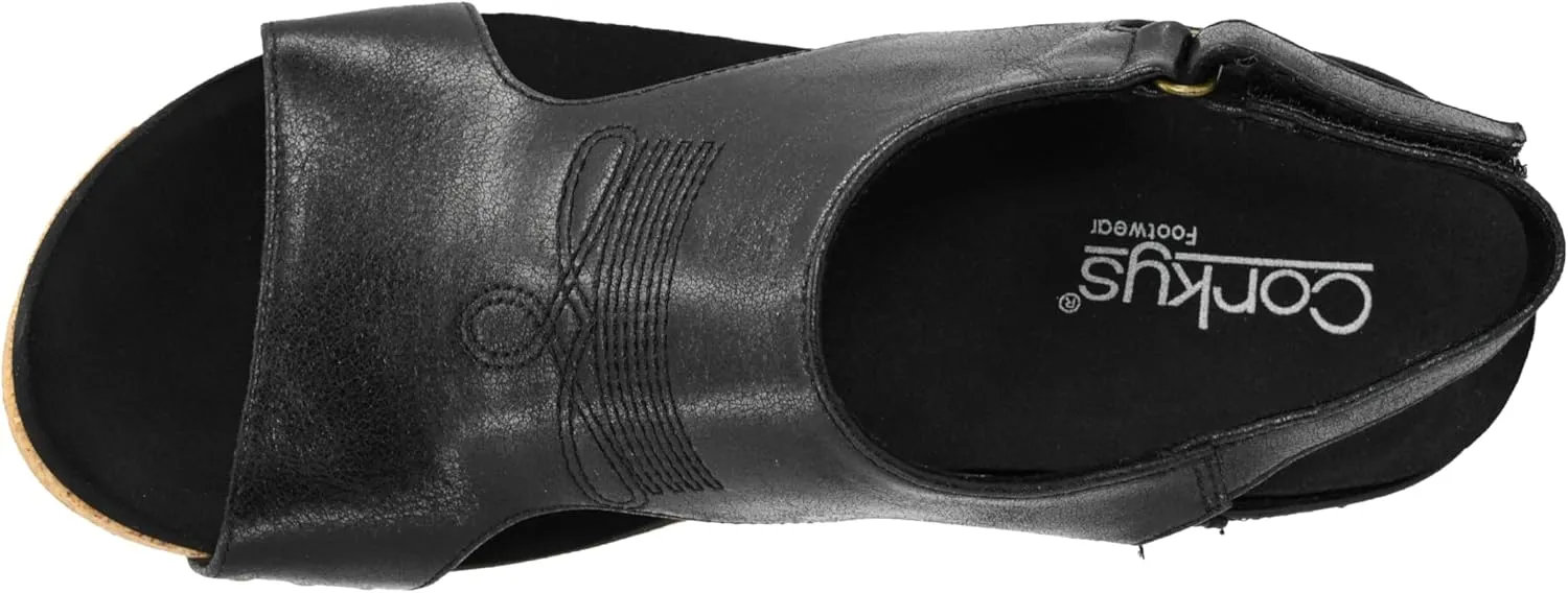 Corkys Footwear Womens Carley Wedges, Featuring Corkys EVA Foam Cushioned Insoles, A 2.5 Inch Heel, Lightweight For All Day Wear, And Hook And Loop Closure