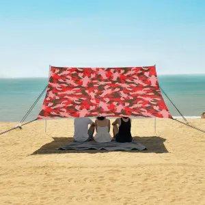Crayfish Red Army Beach Canopy Tent Anti-UV & Wind Resistant, Sea Animal Camping Sun Shelter Easy Setup Portable,Outdoor Shade Tents with Sandbags,Sand Shovels,Ground Pegs & Stability Poles