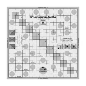 Creative Grids 10in Log Cabin Trim Tool Quilt Ruler – CGRJAW10 – Made in USA, 10-1/2in x 10-1/2in, Non-Slip Grip Acrylic Quilting, Sewing, Crafting, Patchwork Ruler & Template
