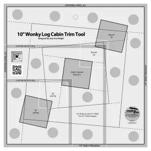 Creative Grids 10in Wonky Log Cabin Trim Tool Quilt Ruler – CGRJAW13 – Made in USA, 10-1/2in x 10-1/2in, Non-Slip Grip Acrylic Quilting, Sewing, Crafting, Patchwork Ruler & Template
