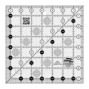 Creative Grids Quilt Ruler 7-1/2in x 7-1/2in Square – CGR7 – Made in USA, Non-Slip Grip Acrylic Quilting, Sewing, Crafting, Patchwork Ruler for Measuring & Cutting Fabric