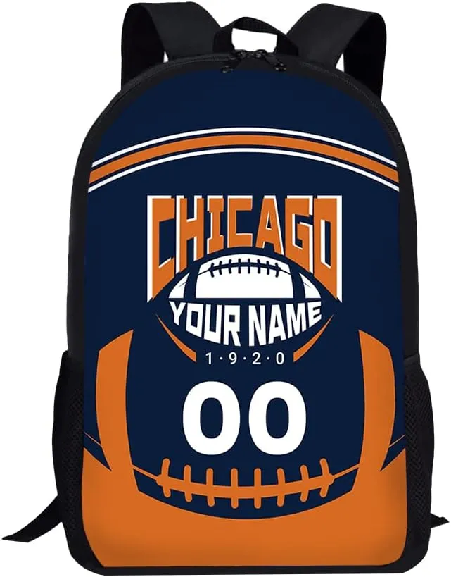 Custom Shoulder Chicago Backpack Personalized Any Name Number 17 Inch Large Capacity Laptop Bag Bookbag Gifts for Men Women