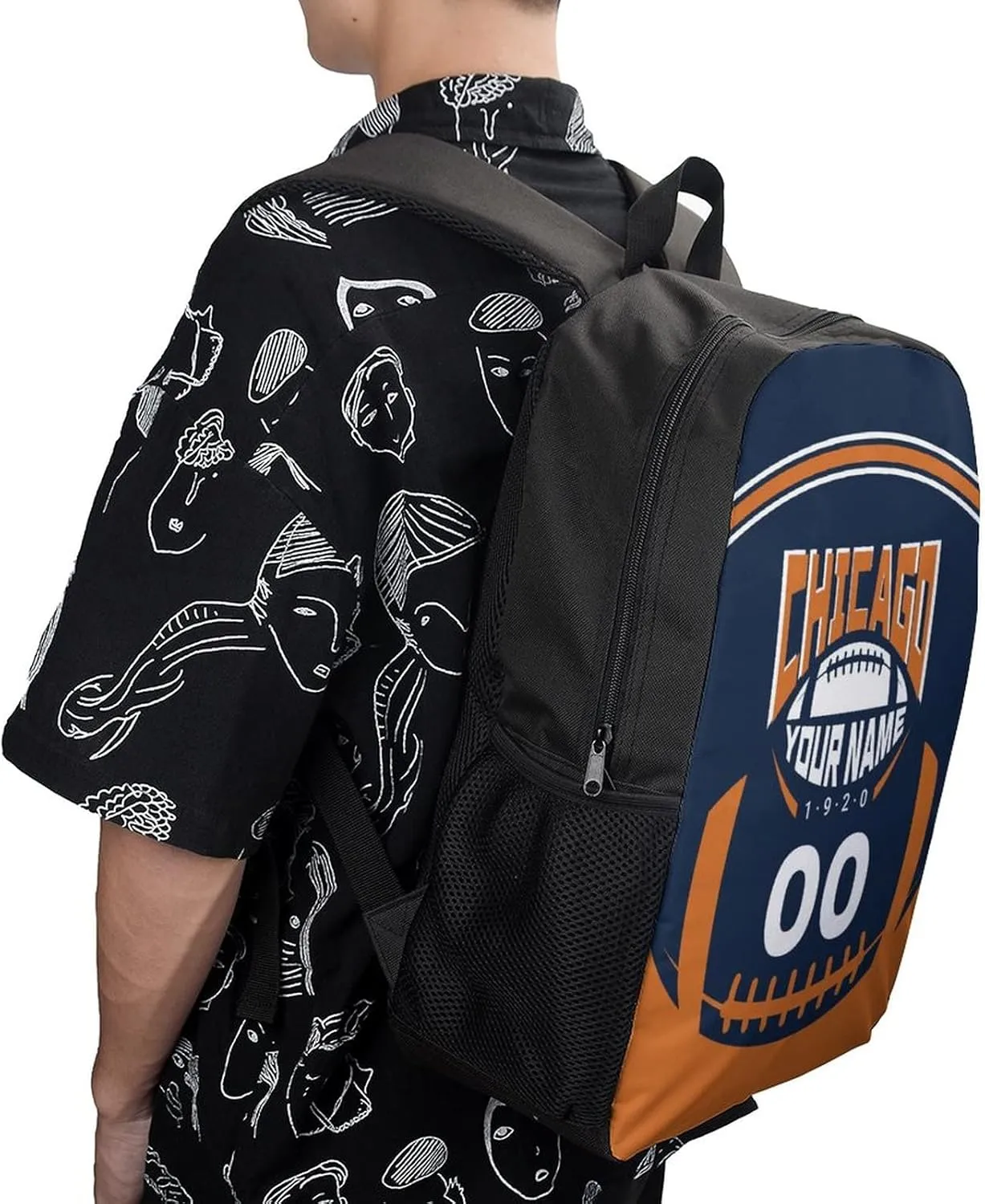 Custom Shoulder Chicago Backpack Personalized Any Name Number 17 Inch Large Capacity Laptop Bag Bookbag Gifts for Men Women