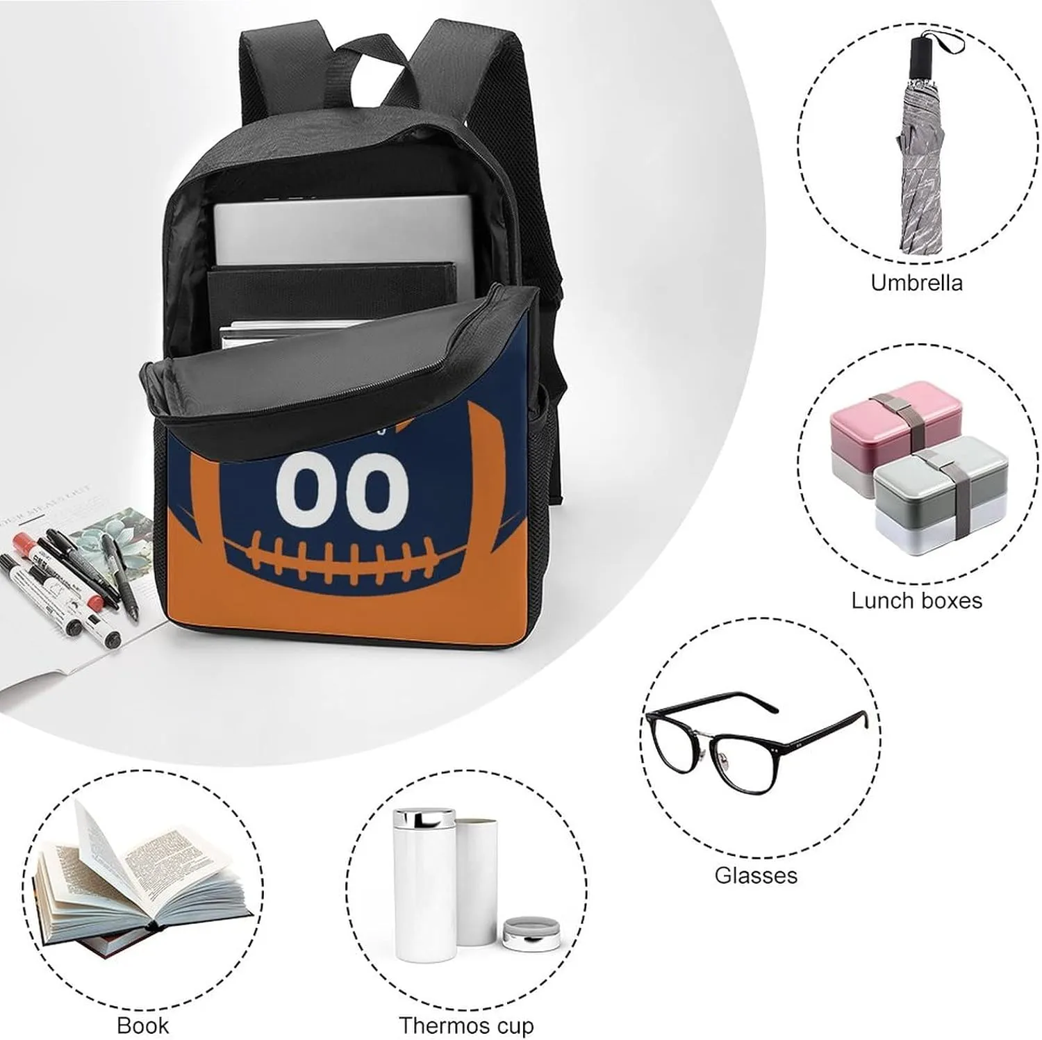 Custom Shoulder Chicago Backpack Personalized Any Name Number 17 Inch Large Capacity Laptop Bag Bookbag Gifts for Men Women