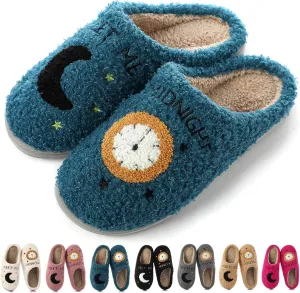 Cysincos House Slippers for Women and Men Unisex Cozy Warm Winter Plush Slides Slip-on Fuzzy Slippers Size 5.5-12.5