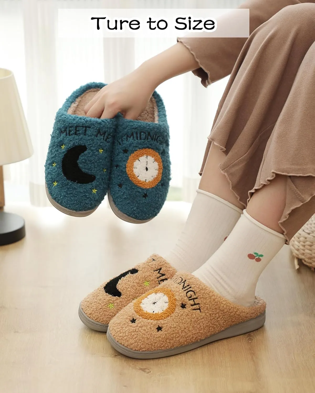 Cysincos House Slippers for Women and Men Unisex Cozy Warm Winter Plush Slides Slip-on Fuzzy Slippers Size 5.5-12.5