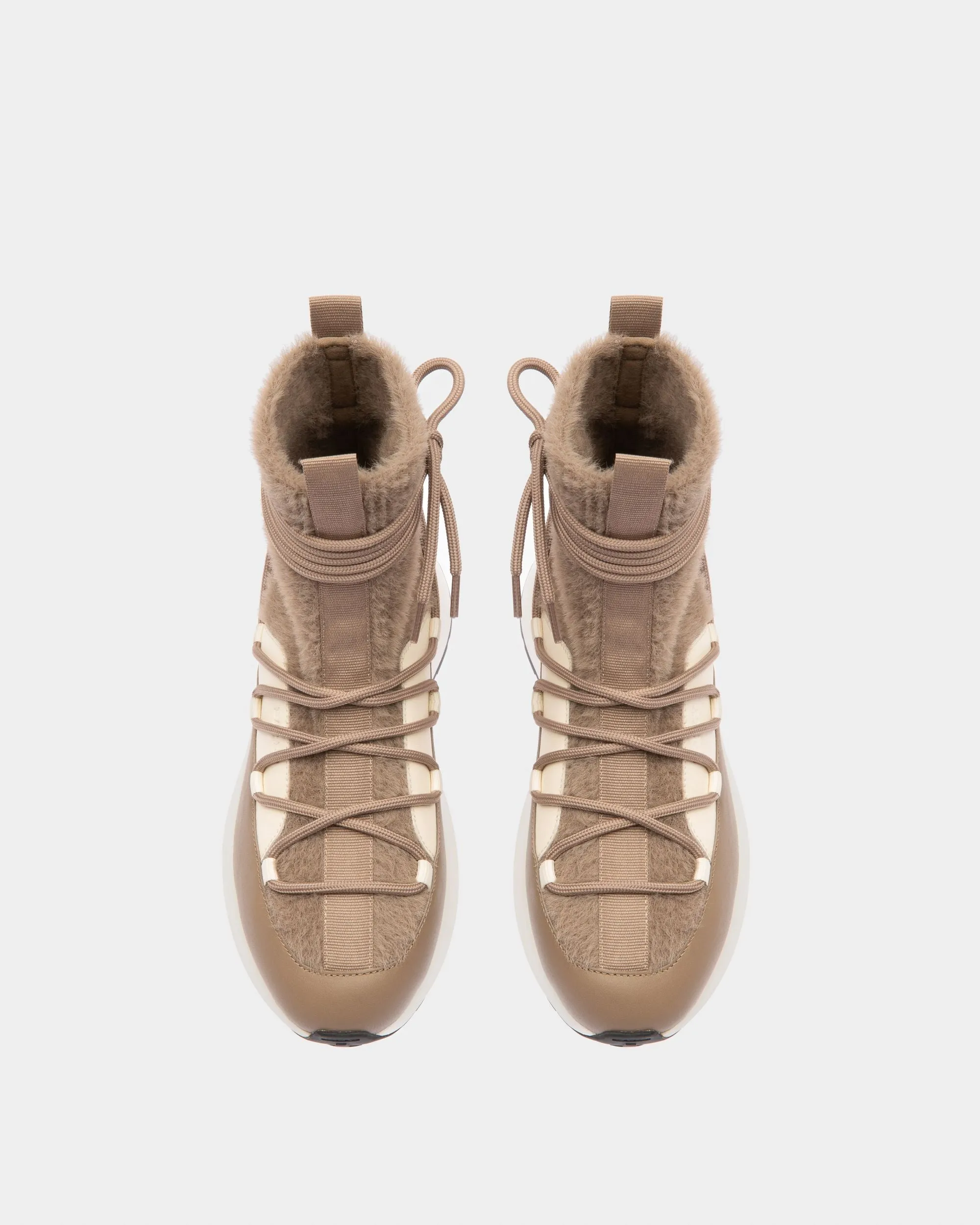 Dalyla Cashmere & Leather Boots In Taupe & Bone