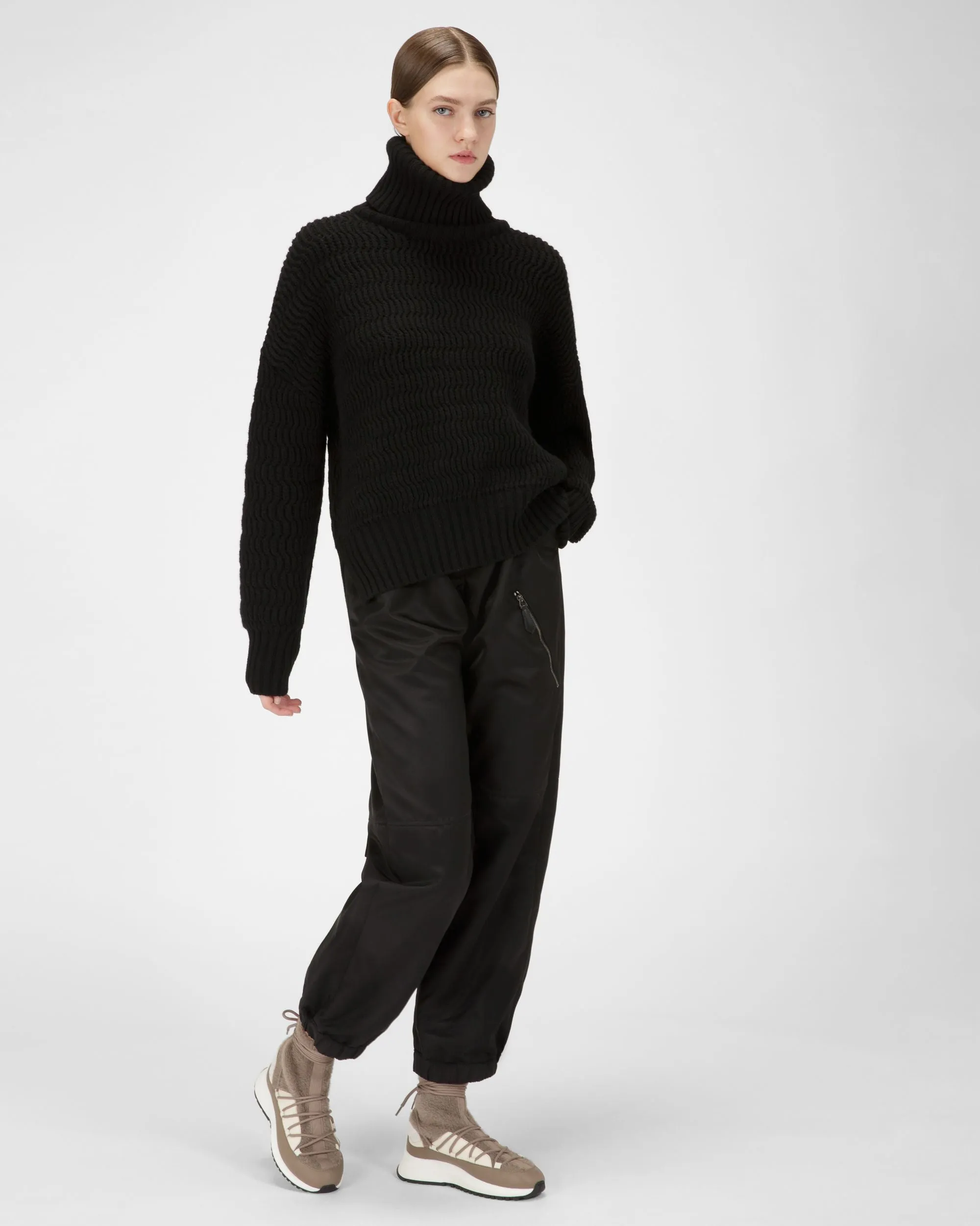 Dalyla Cashmere & Leather Boots In Taupe & Bone