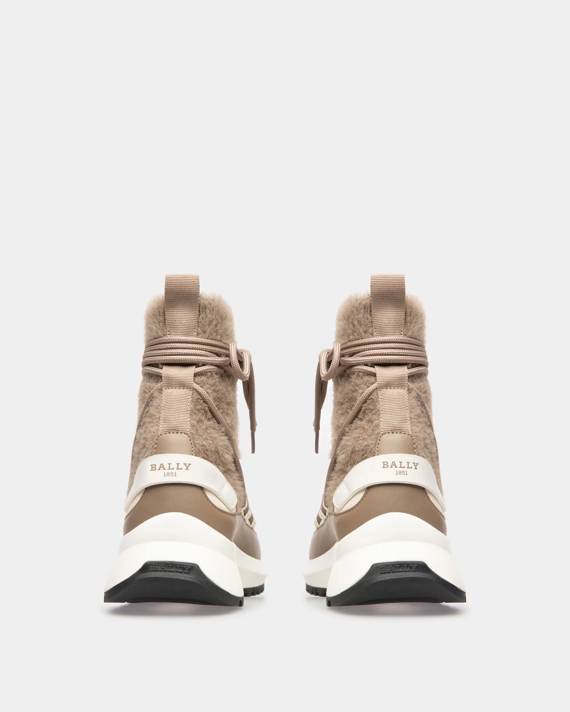 Dalyla Cashmere & Leather Boots In Taupe & Bone