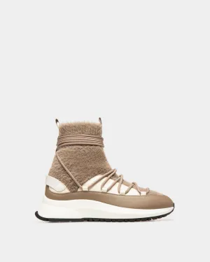 Dalyla Cashmere & Leather Boots In Taupe & Bone