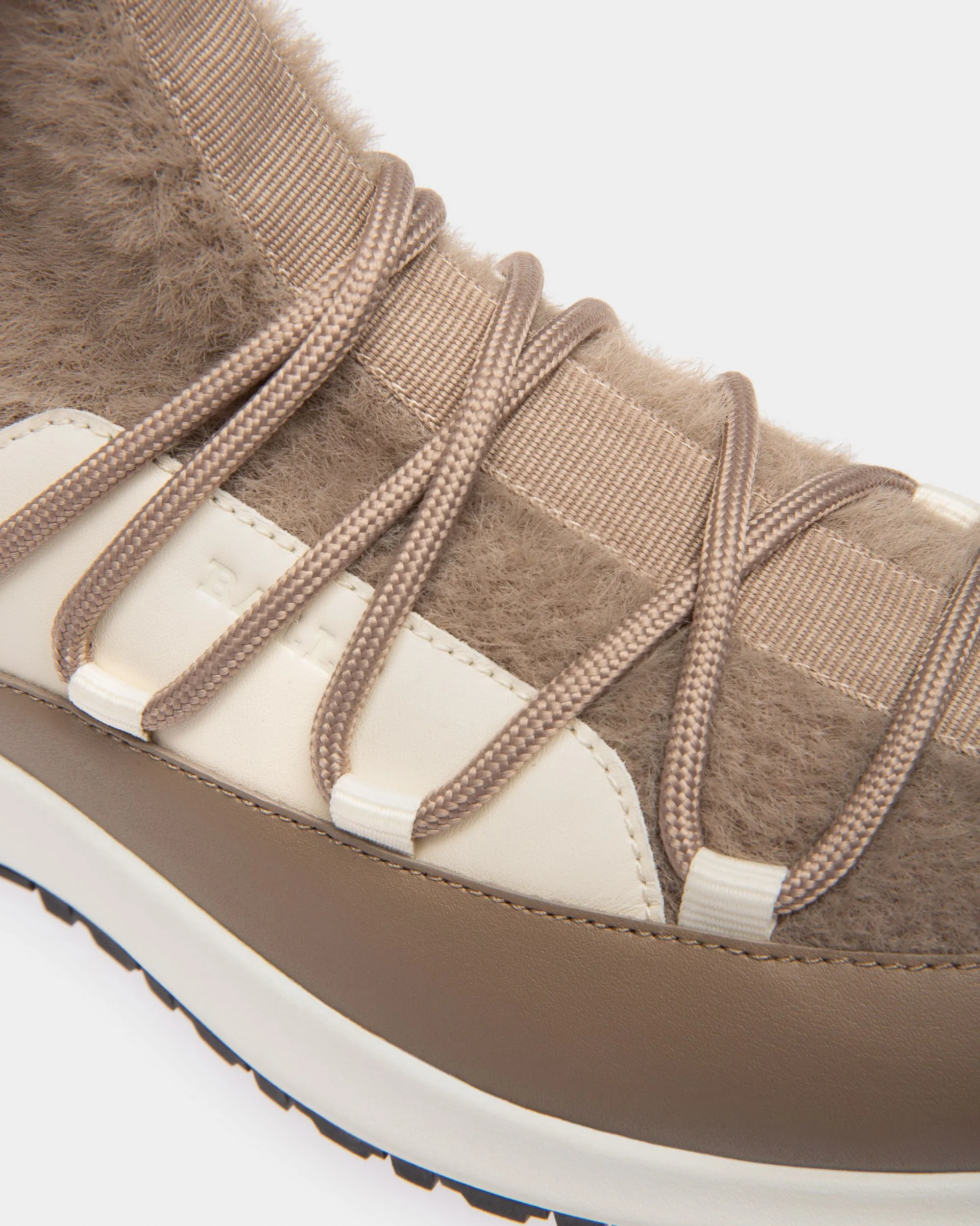Dalyla Cashmere & Leather Boots In Taupe & Bone