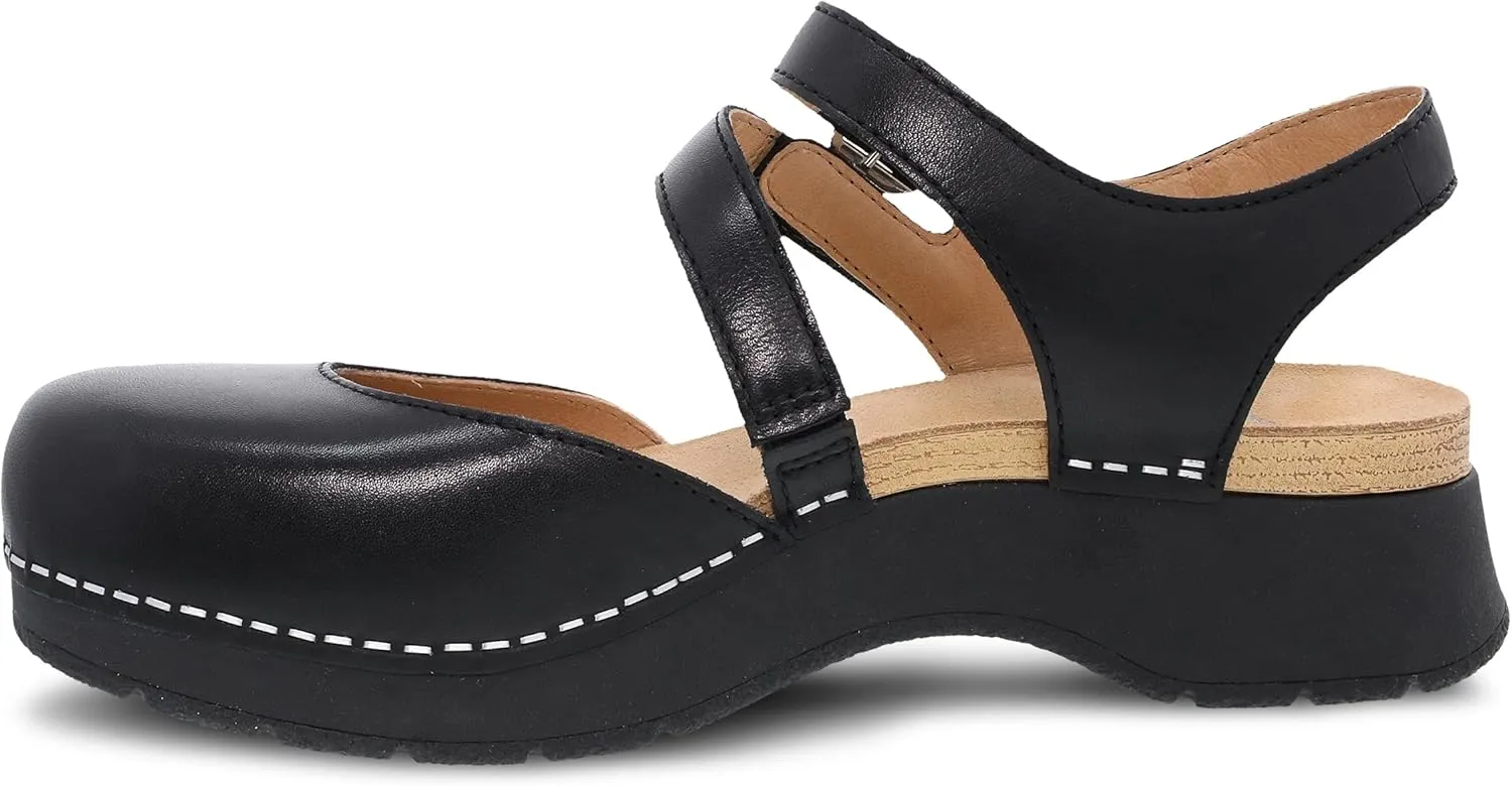 Dansko Rissa Closed Toe Sandal for Women - Unique and Stylish Shoe with Recycled Textile Linings and Leather Uppers - All-Day Legendary Comfort