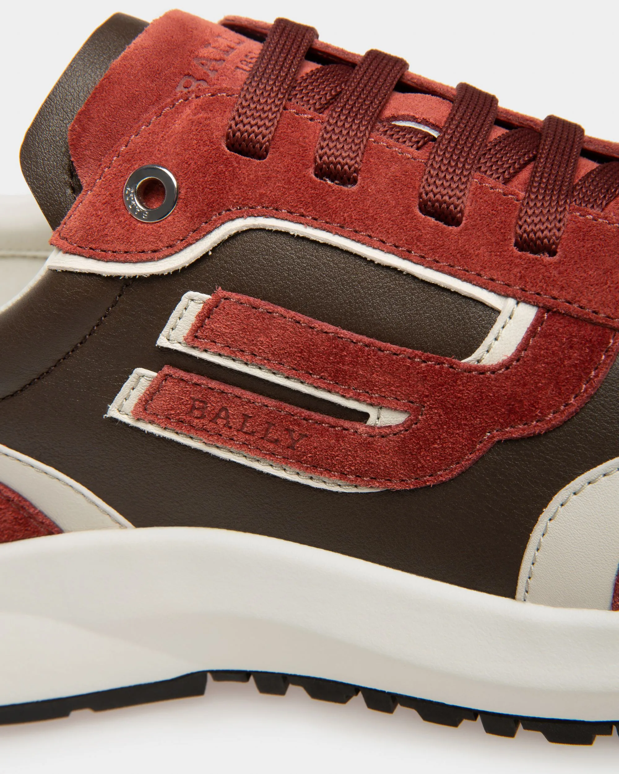 Demmy Leather Sneakers In Heritage Red And Brown