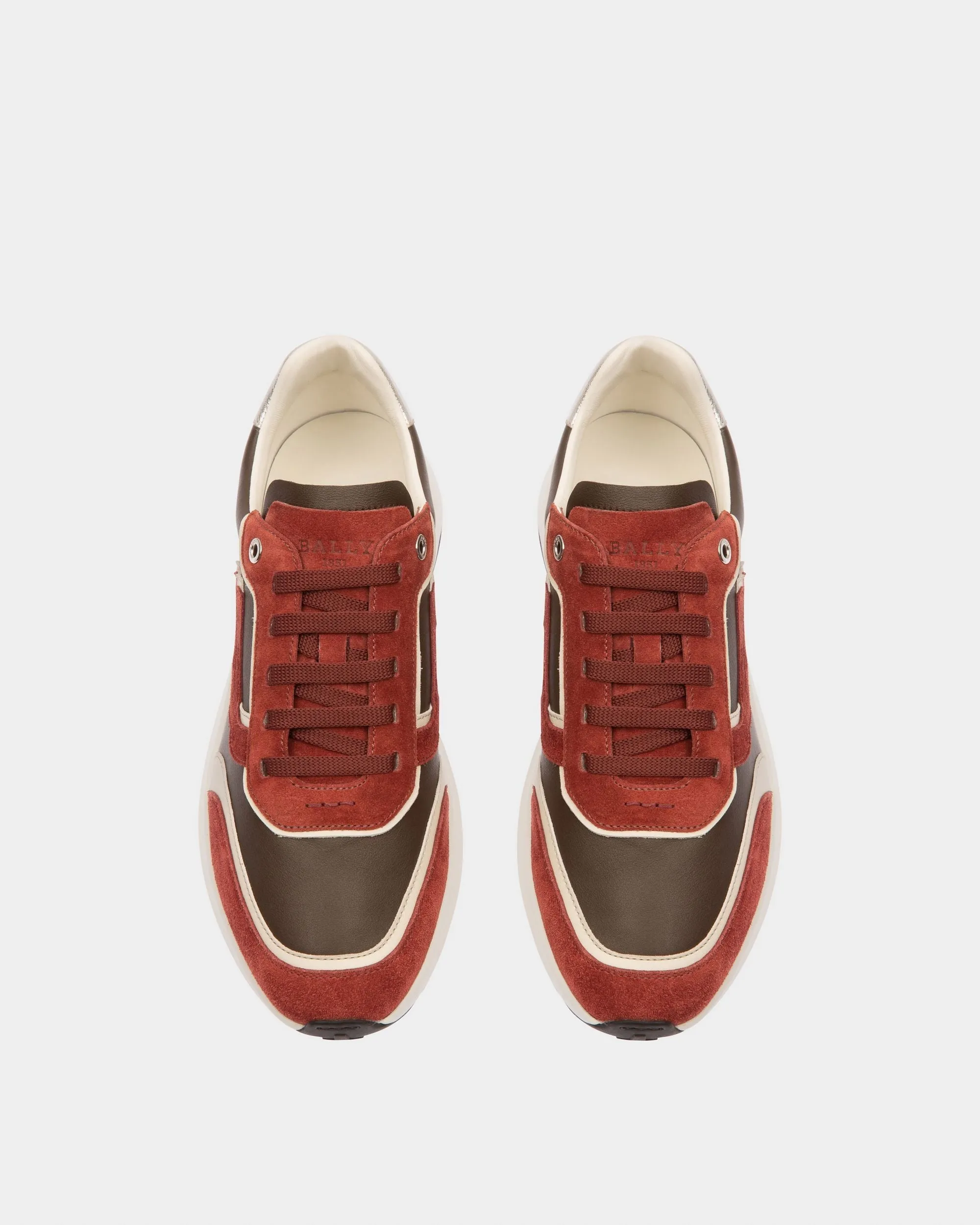 Demmy Leather Sneakers In Heritage Red And Brown
