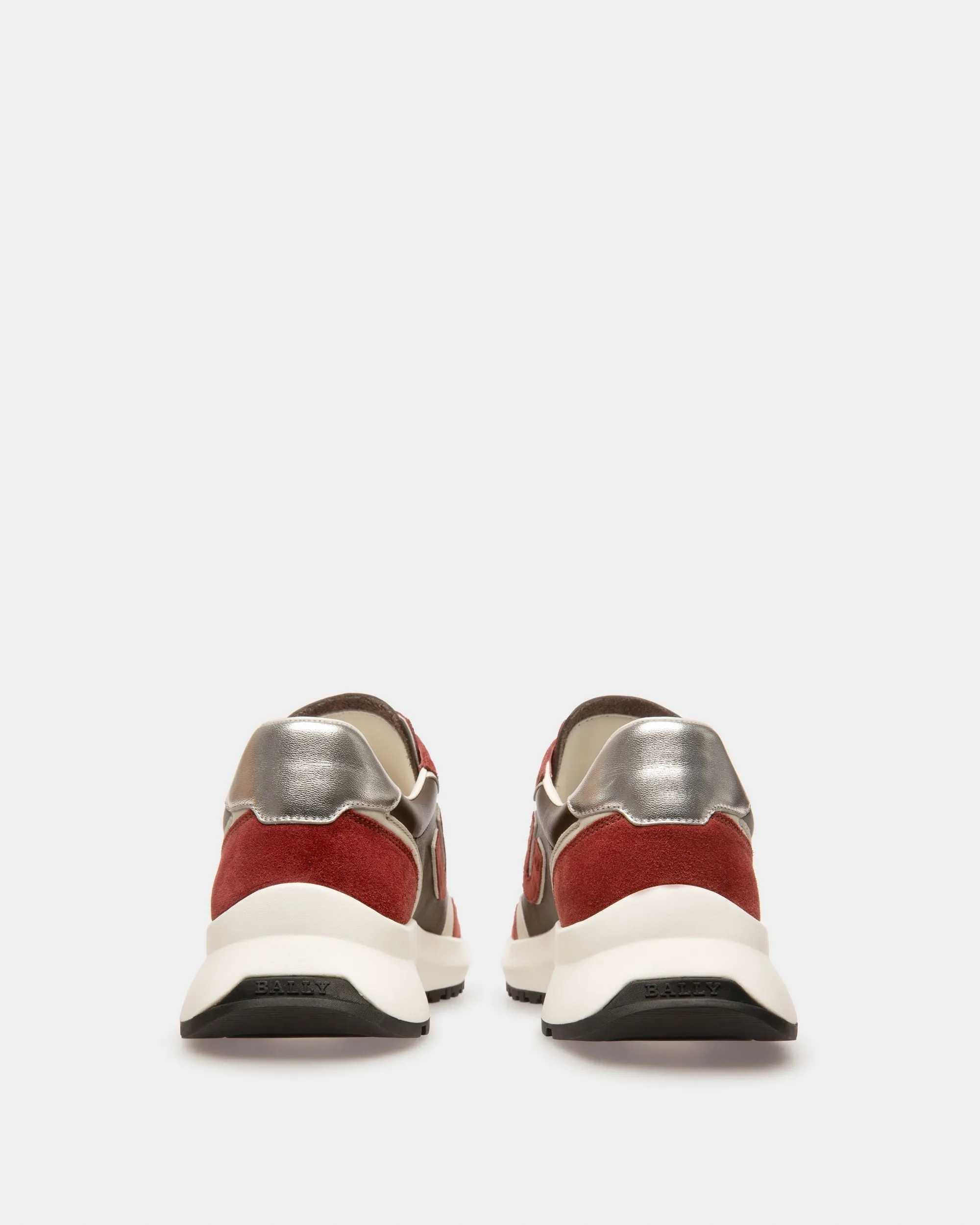Demmy Leather Sneakers In Heritage Red And Brown