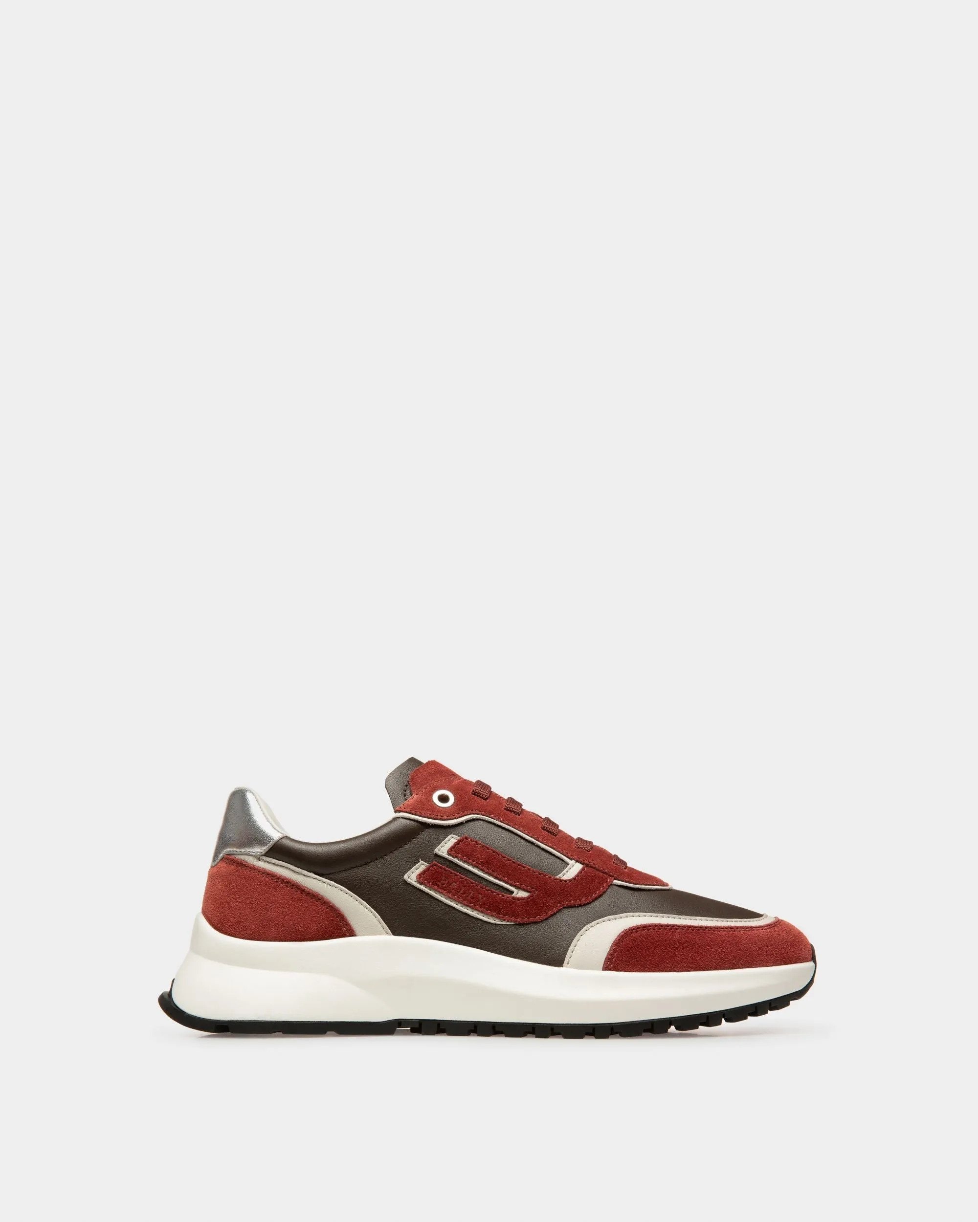 Demmy Leather Sneakers In Heritage Red And Brown