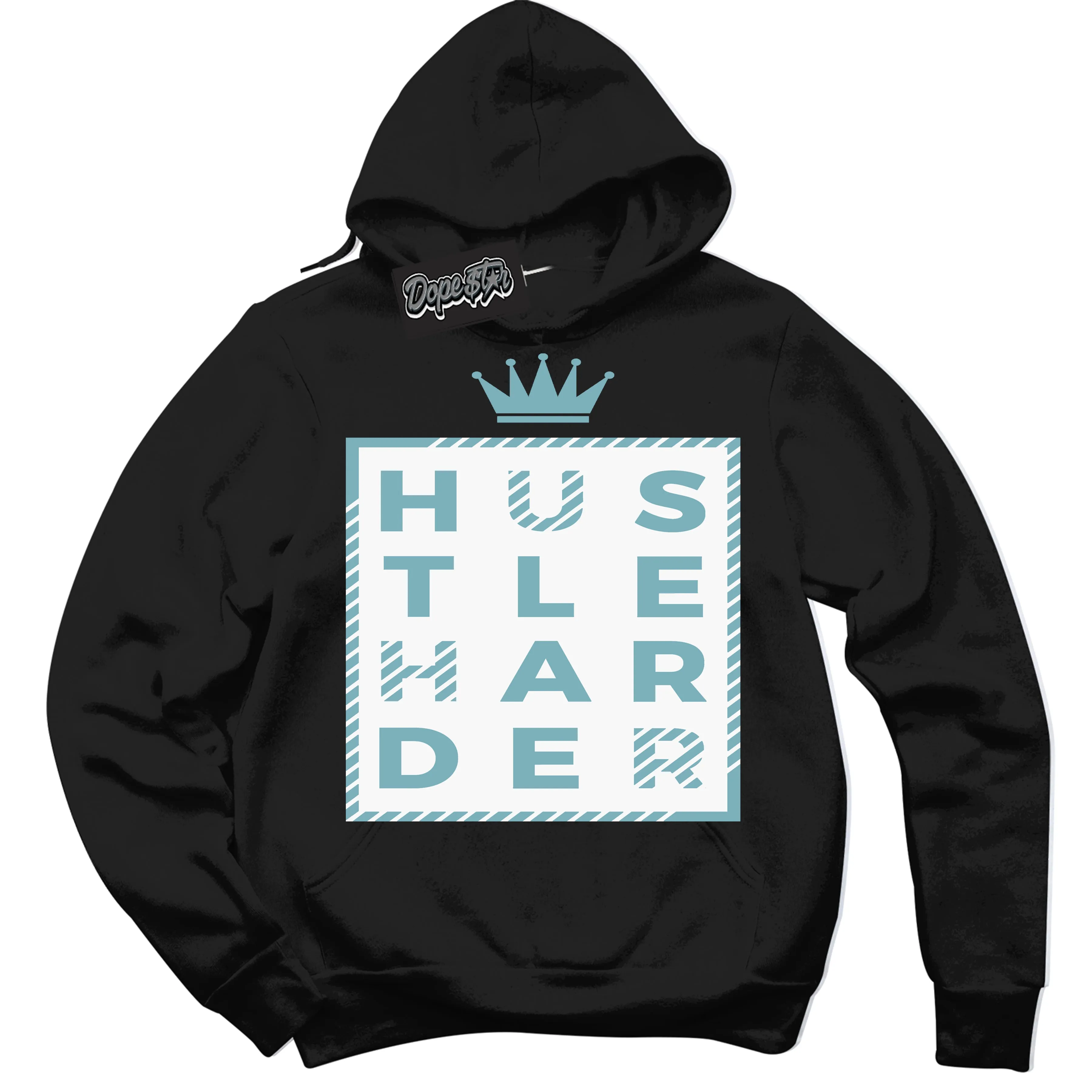 Denim Turquoise Dunk Sneaker Hoodie Hustle Harder Graphic