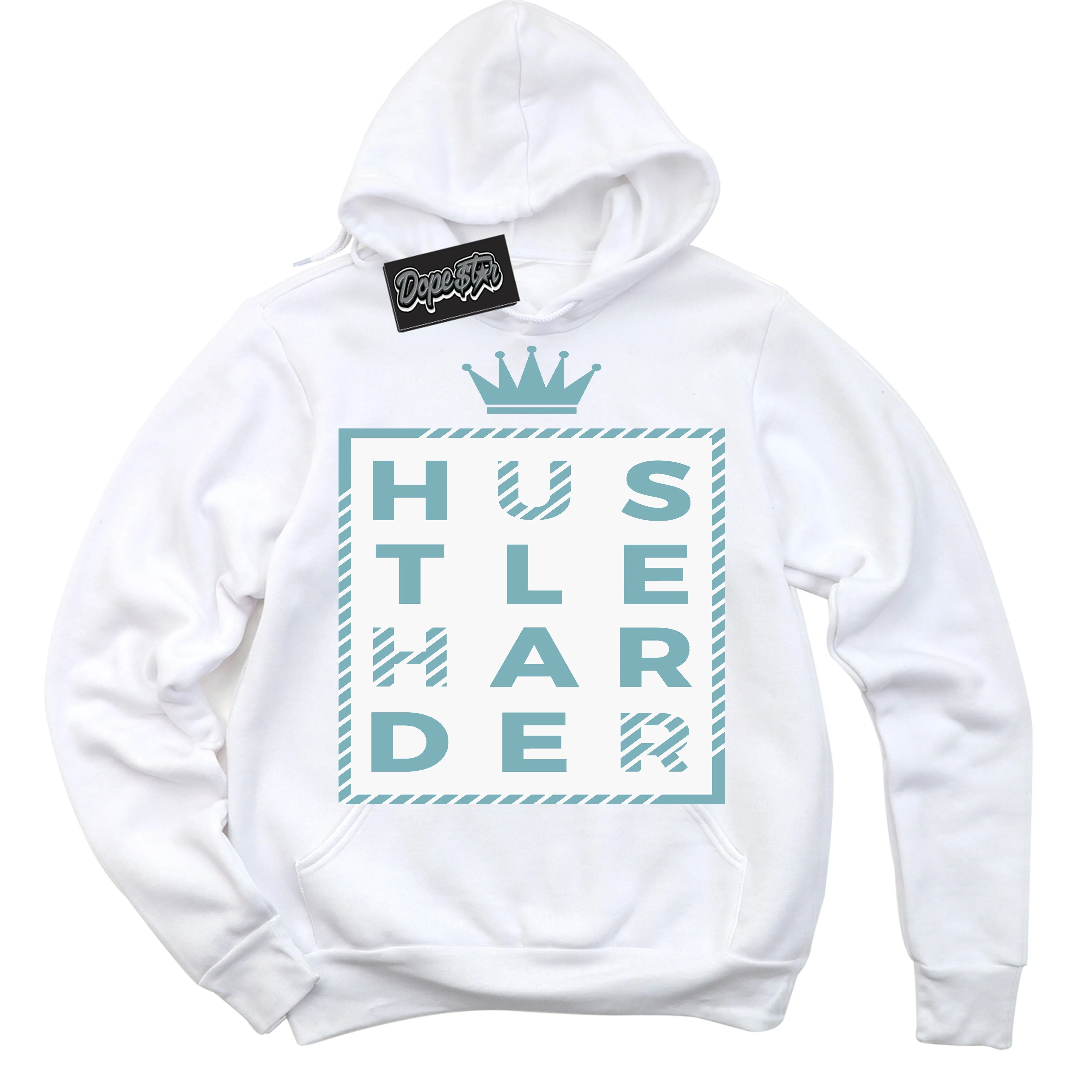 Denim Turquoise Dunk Sneaker Hoodie Hustle Harder Graphic