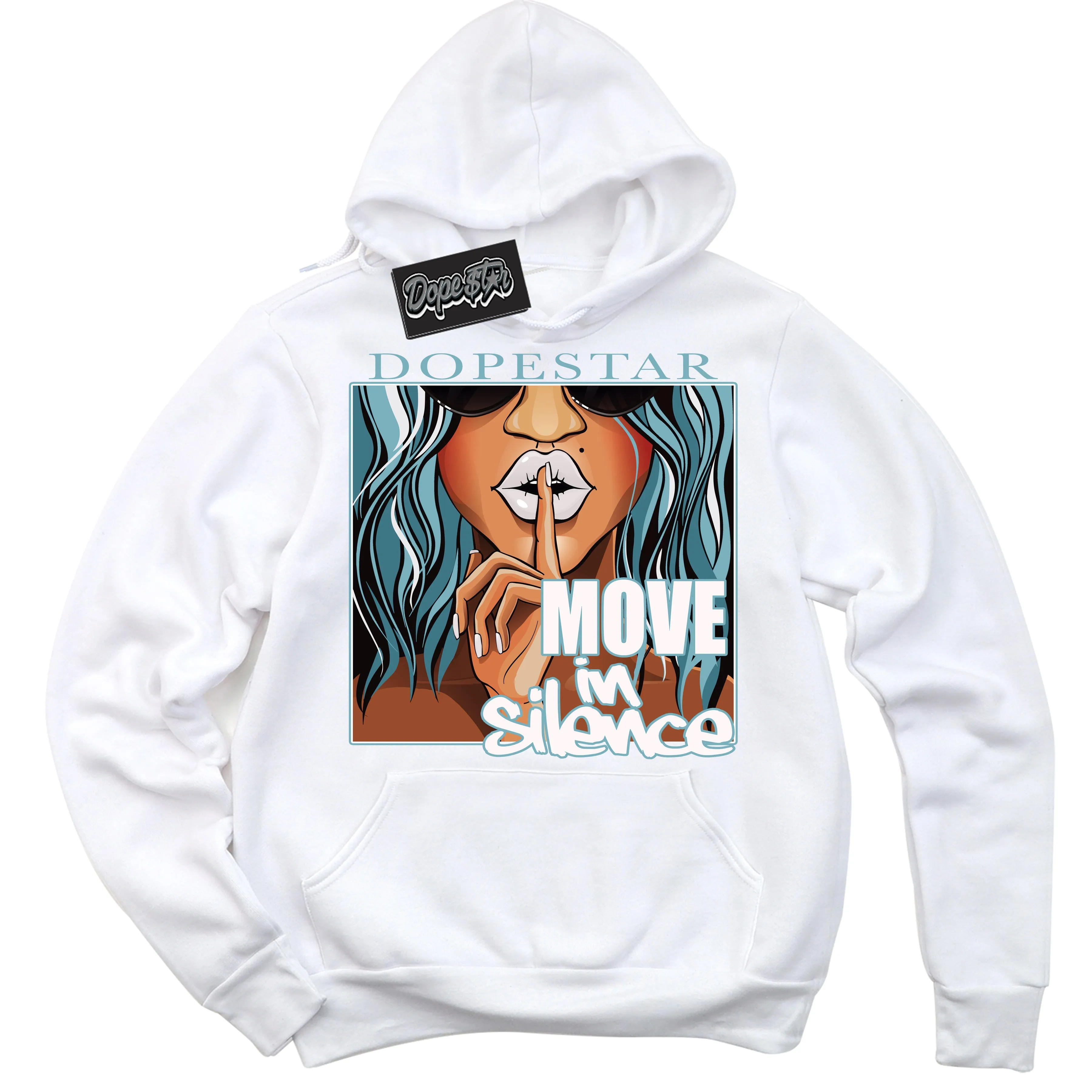 Denim Turquoise Dunk Sneaker Hoodie Move In Silence Graphic