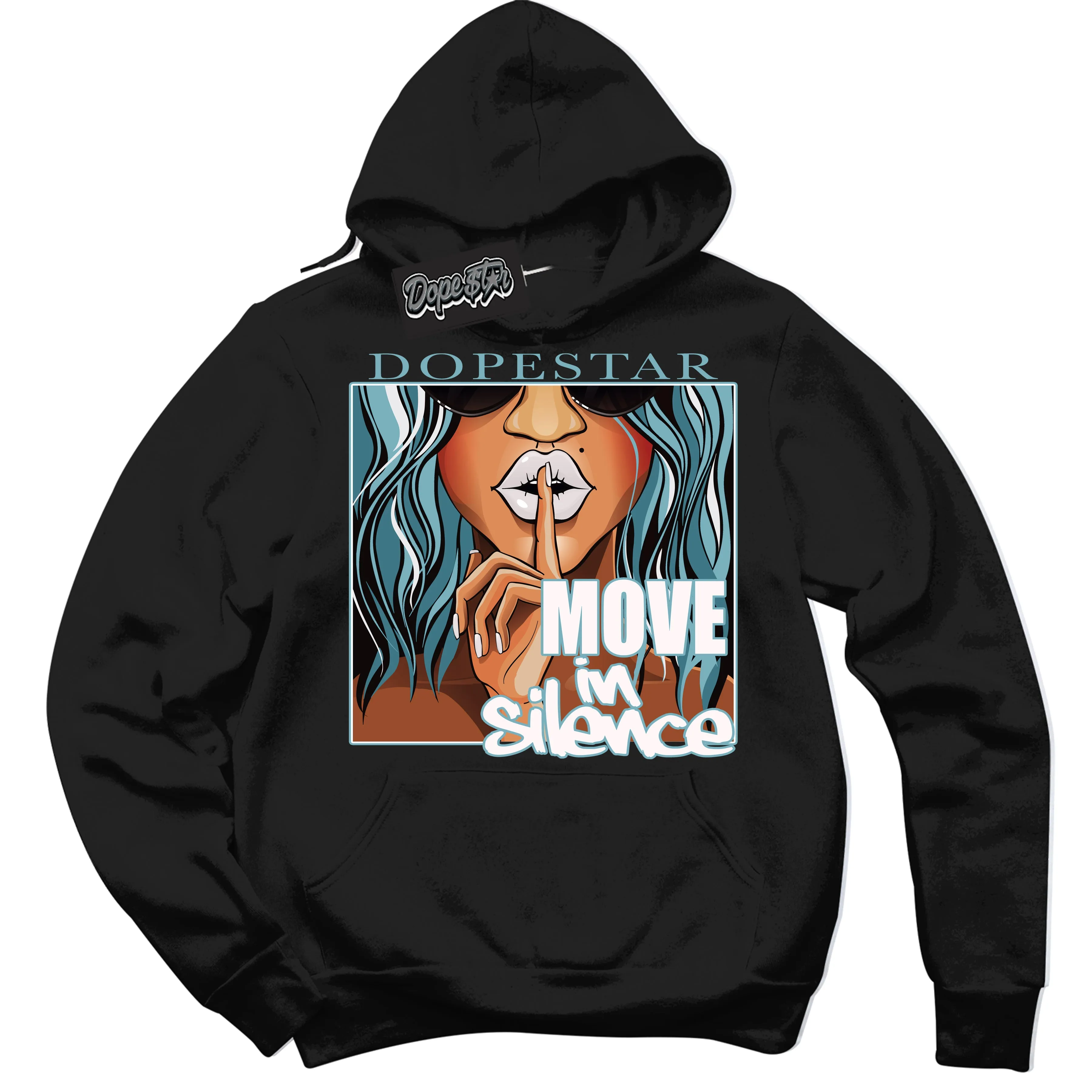 Denim Turquoise Dunk Sneaker Hoodie Move In Silence Graphic