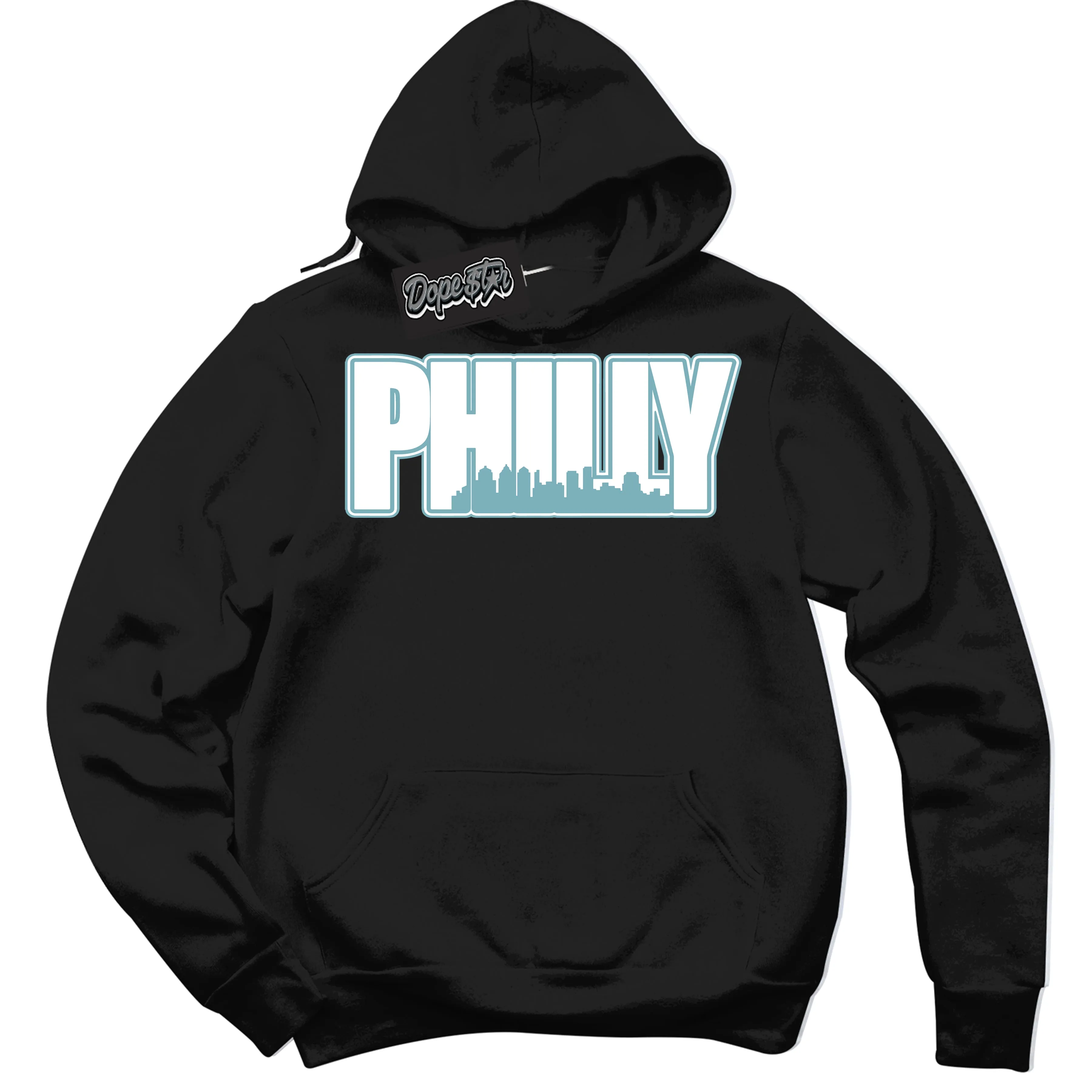 Denim Turquoise Dunk Sneaker Hoodie Philly Graphic