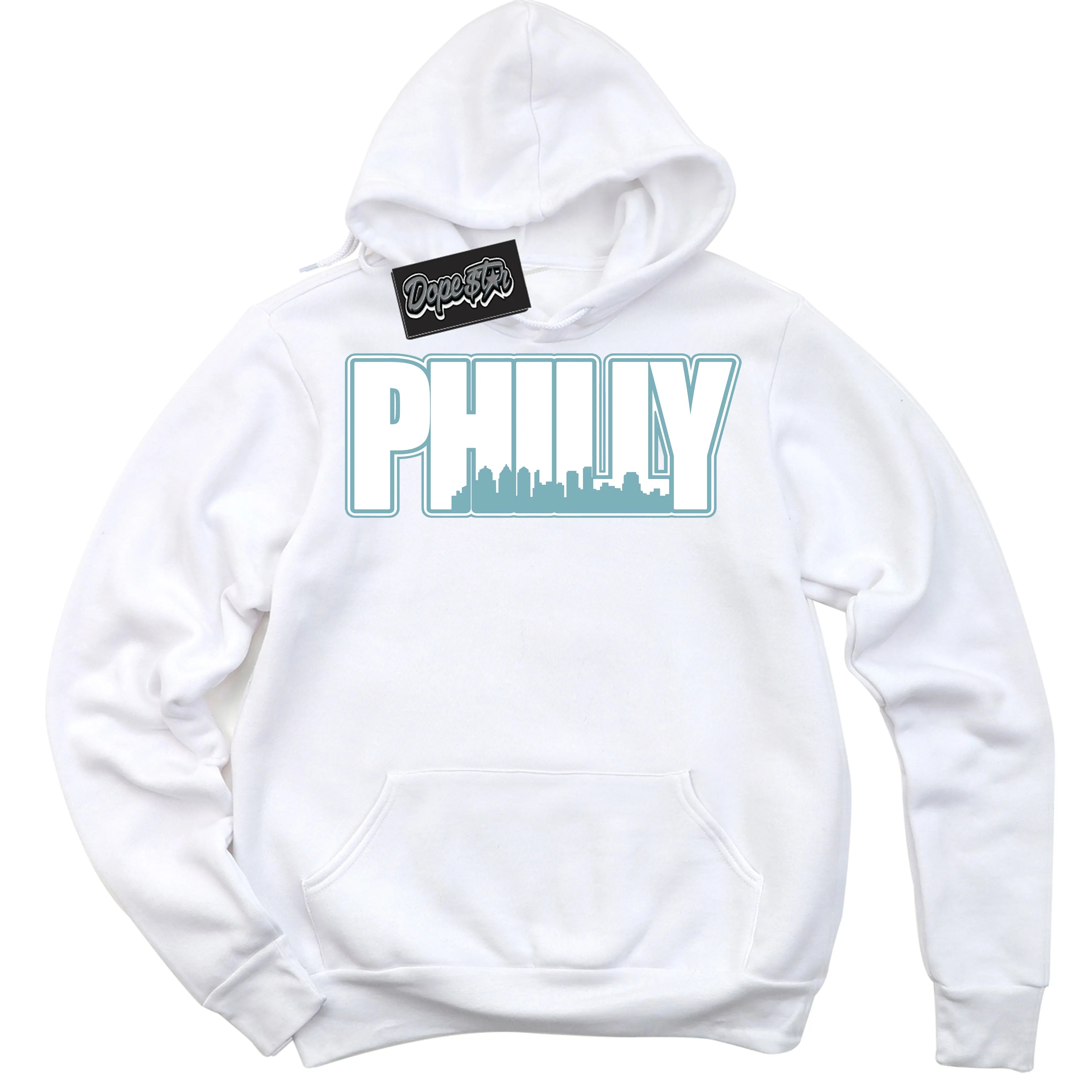 Denim Turquoise Dunk Sneaker Hoodie Philly Graphic