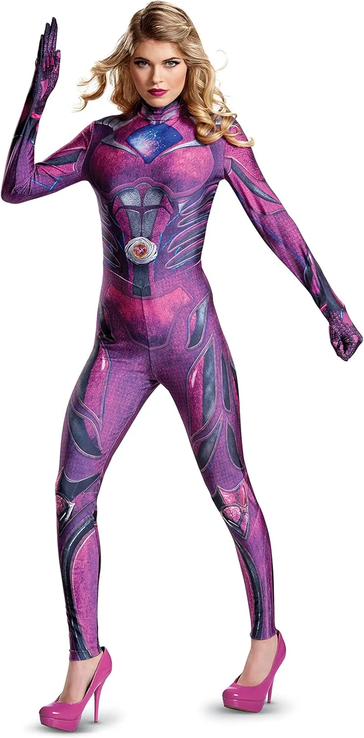 Disguise Women's Pink Ranger Movie Bodysuit Costume