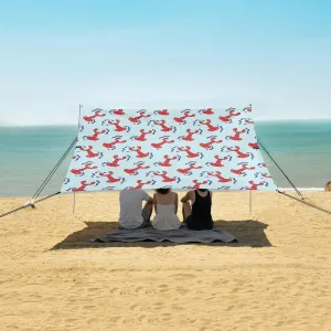 Doodle Red Lobster Beach Camping Tent Sun Shelter for Whole Family, Sea Animal Beach Shade Canopy with UPF50  UV Protection,Easy Set Up and Carry,Outdoor Shade for Trips, Fishing, Backyard Fun P