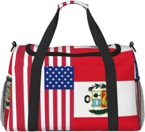 Duffle Bag Peru America Flag Travel Duffel Bag Weekender Bag For Men Womentravel Sports Gym