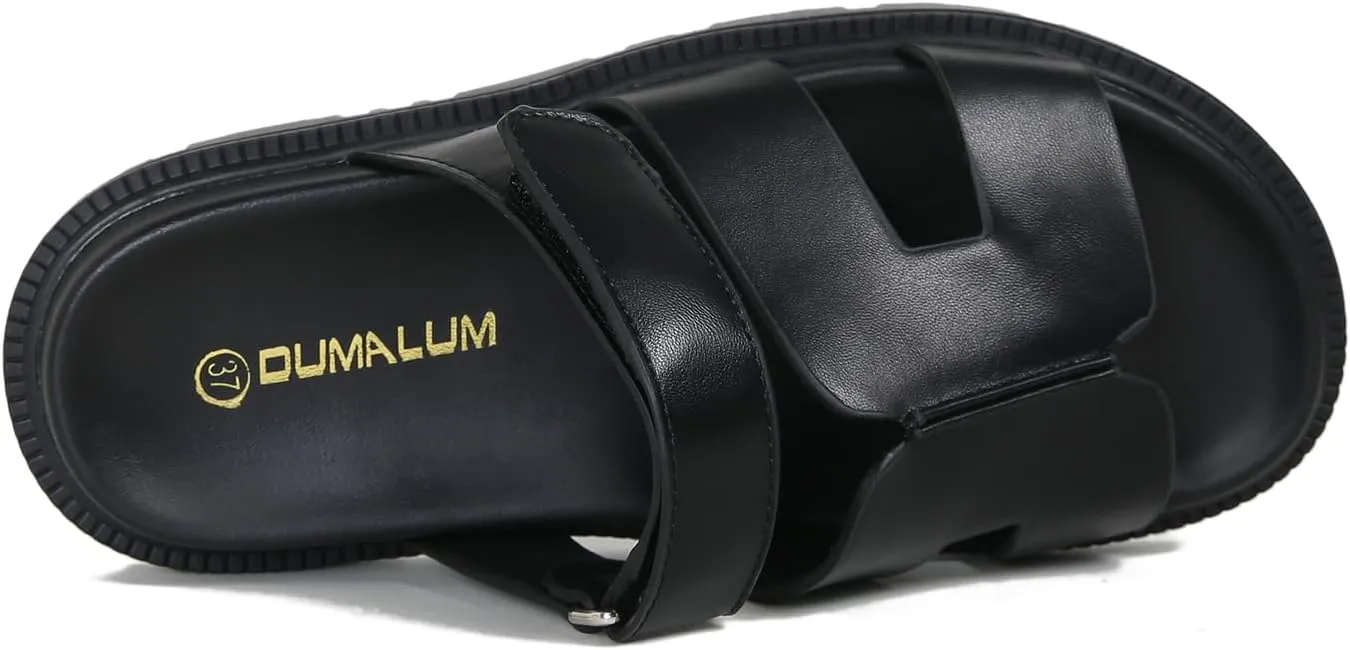 Dumalum Flat Slide Sandals for Women, Slip on Platform Sandals Dressy Summer Shoes Open Toe Flats Sandals