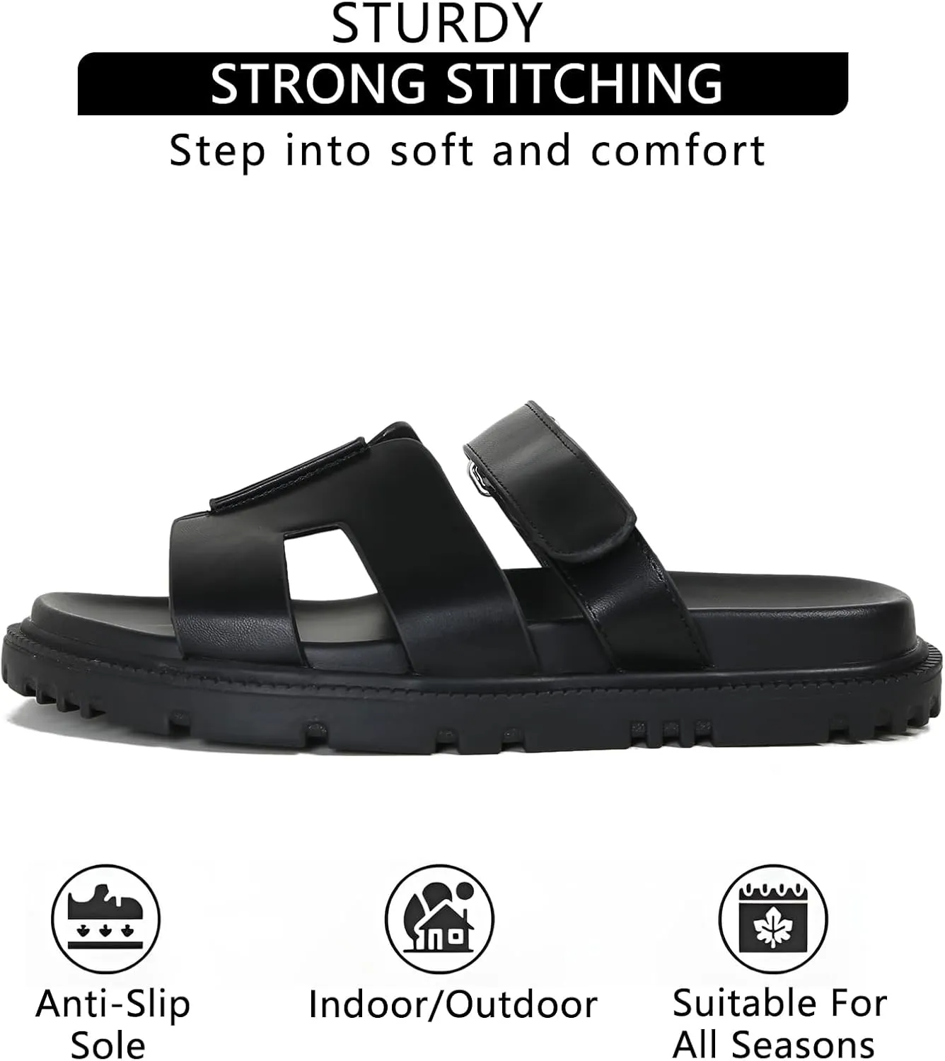 Dumalum Flat Slide Sandals for Women, Slip on Platform Sandals Dressy Summer Shoes Open Toe Flats Sandals