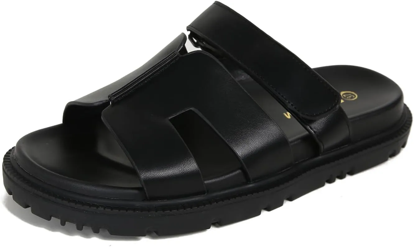 Dumalum Flat Slide Sandals for Women, Slip on Platform Sandals Dressy Summer Shoes Open Toe Flats Sandals