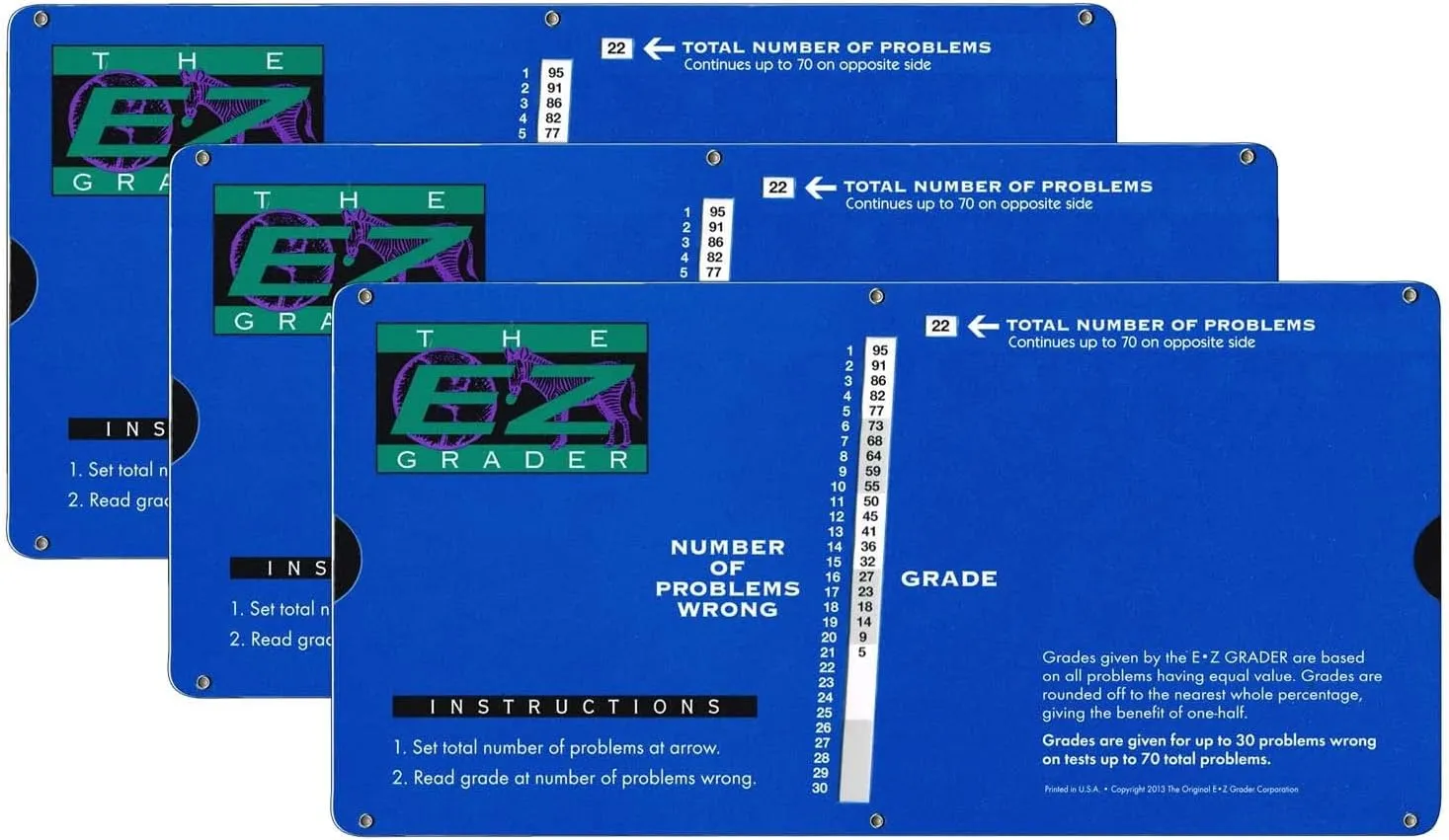 E-Z Grader, Large Print, Blue, Pack of 3