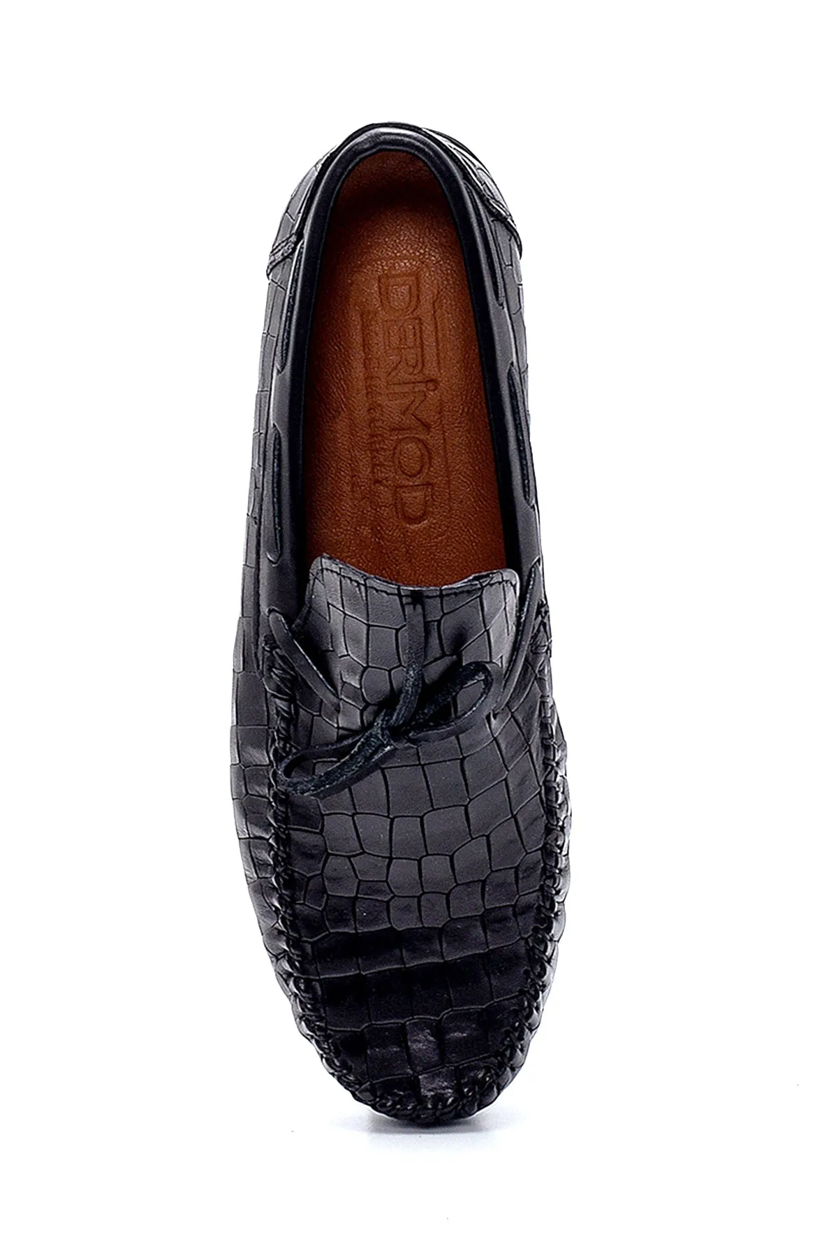 Erkek Deri Kroko Desenli Loafer