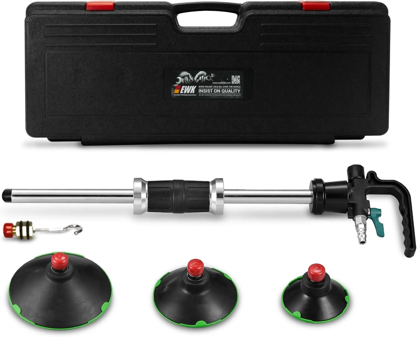 EWK Pneumatic Car Dent Puller & Suction Cups 75mm 100mm 125mm for Auto Body Repair