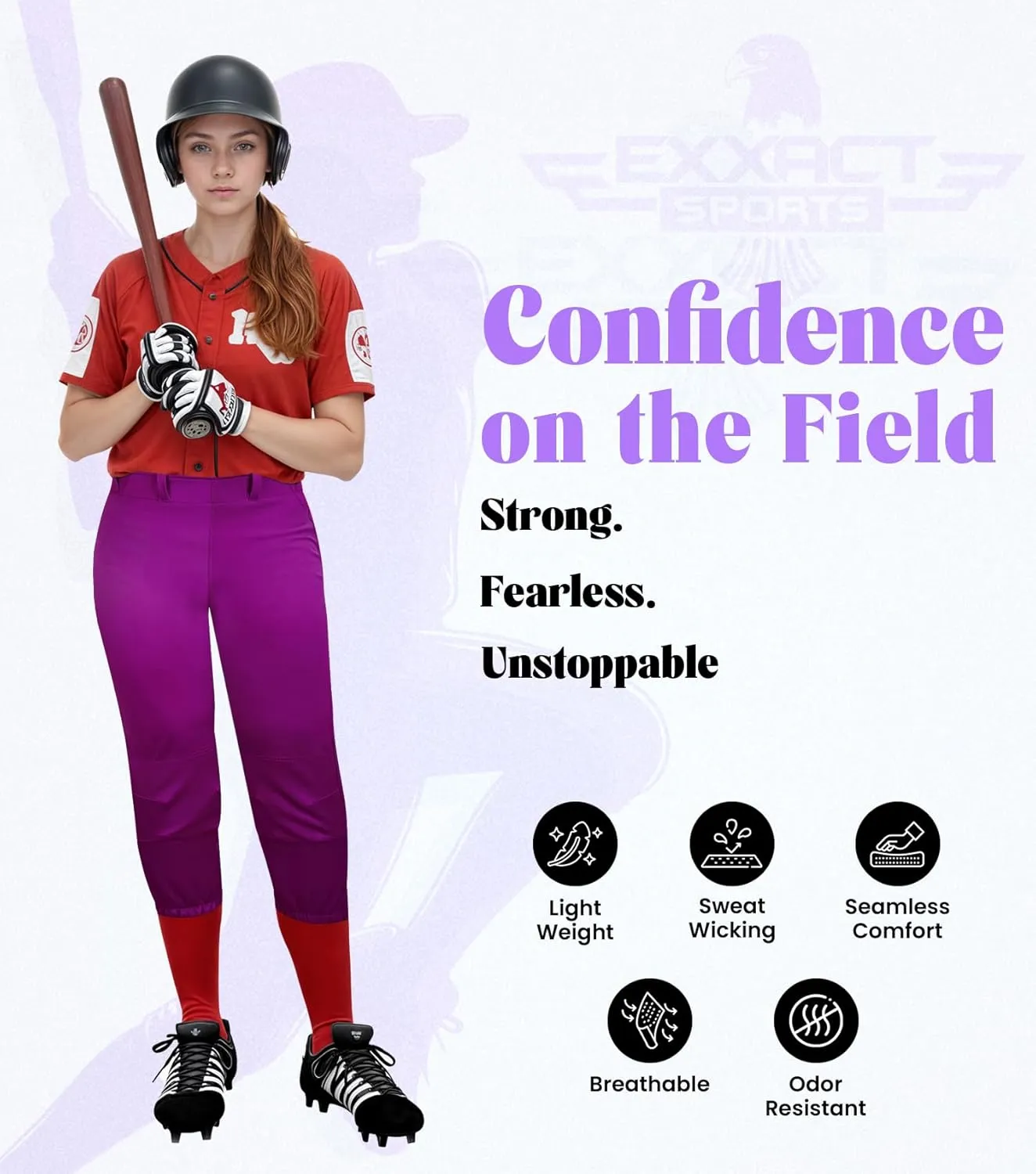 Exxact Sports Girls Softball Pants Knicker/Yoga Style Knee Length, 4-Way Stretch Low Rise Youth Softball Pants for Girls