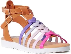 FabKids Girls Gladiator Sandals Braided Strappy Flats Sandal Summer Open Toe Holiday Party Dress Shoes for Toddler Little Kid Big Kid