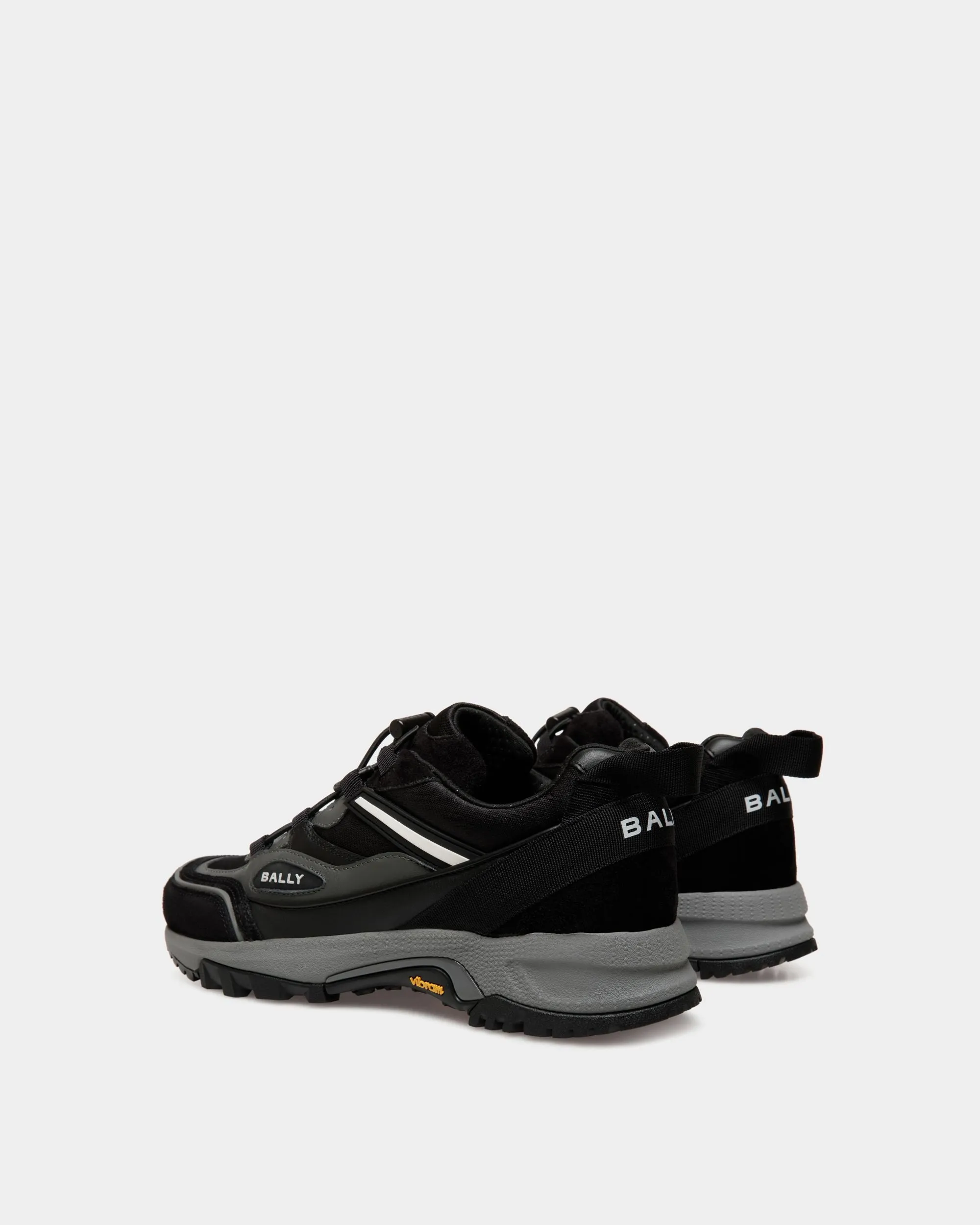 Faster Sneaker In Black And Grey Leather And Nylon
