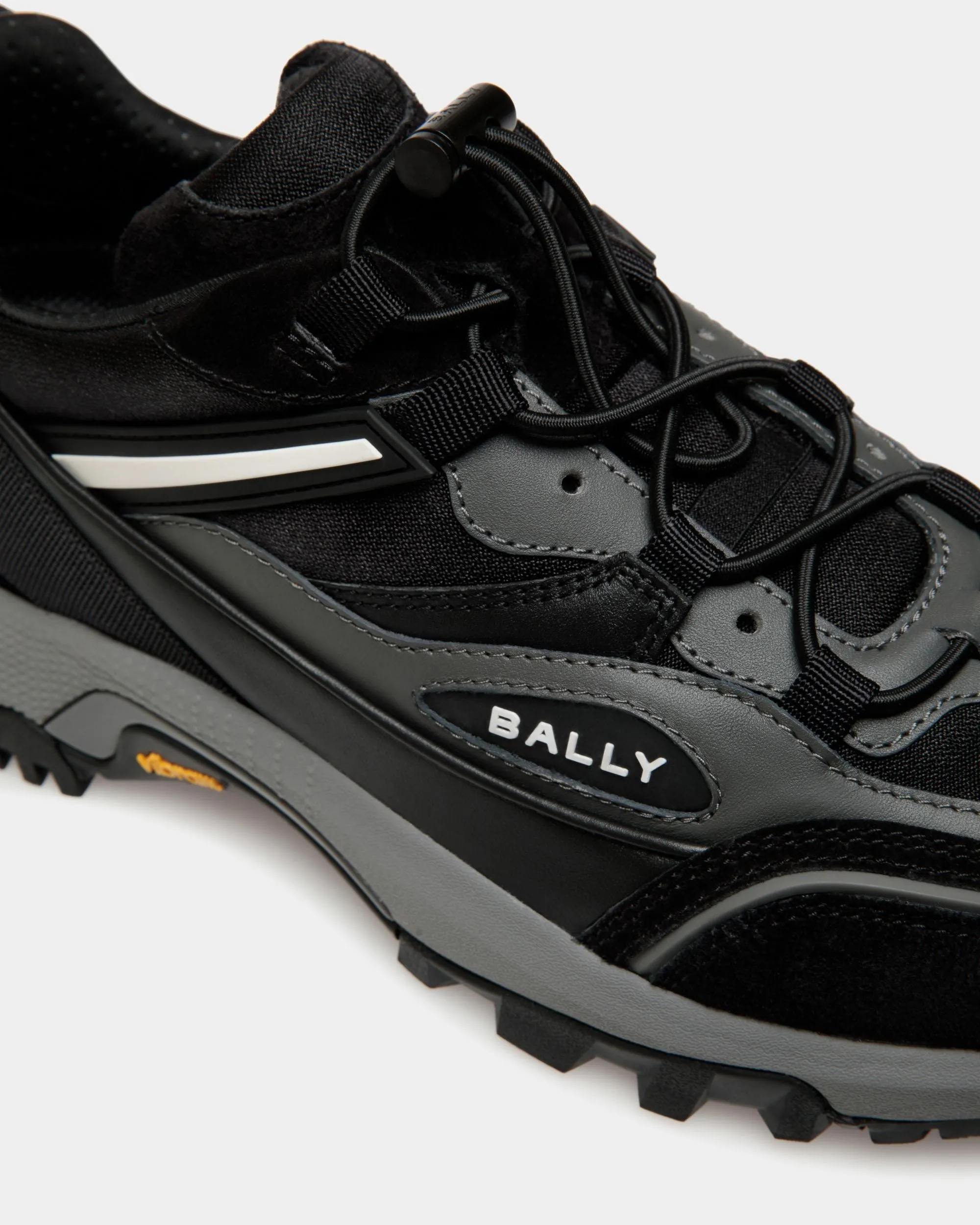 Faster Sneaker In Black And Grey Leather And Nylon