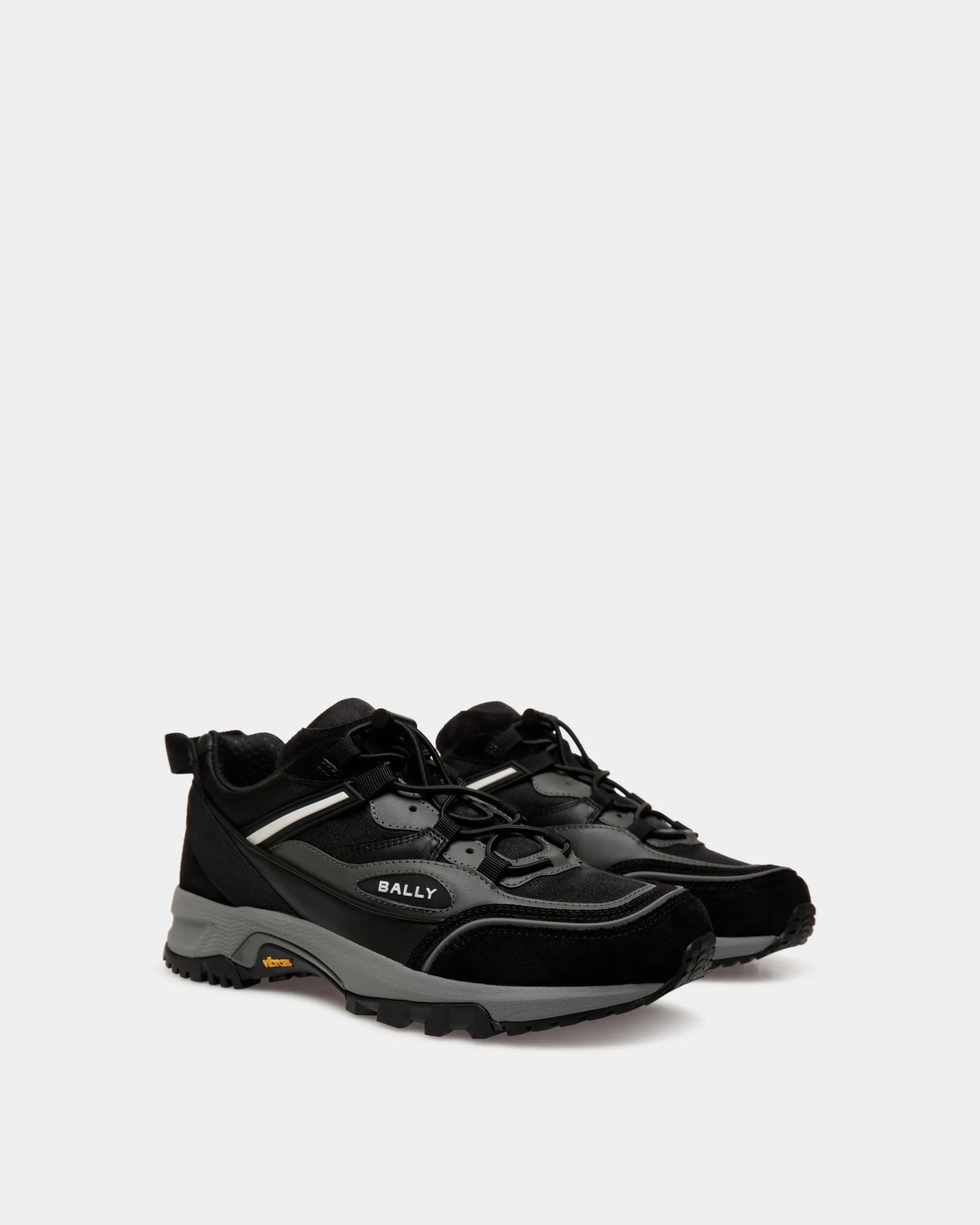 Faster Sneaker In Black And Grey Leather And Nylon