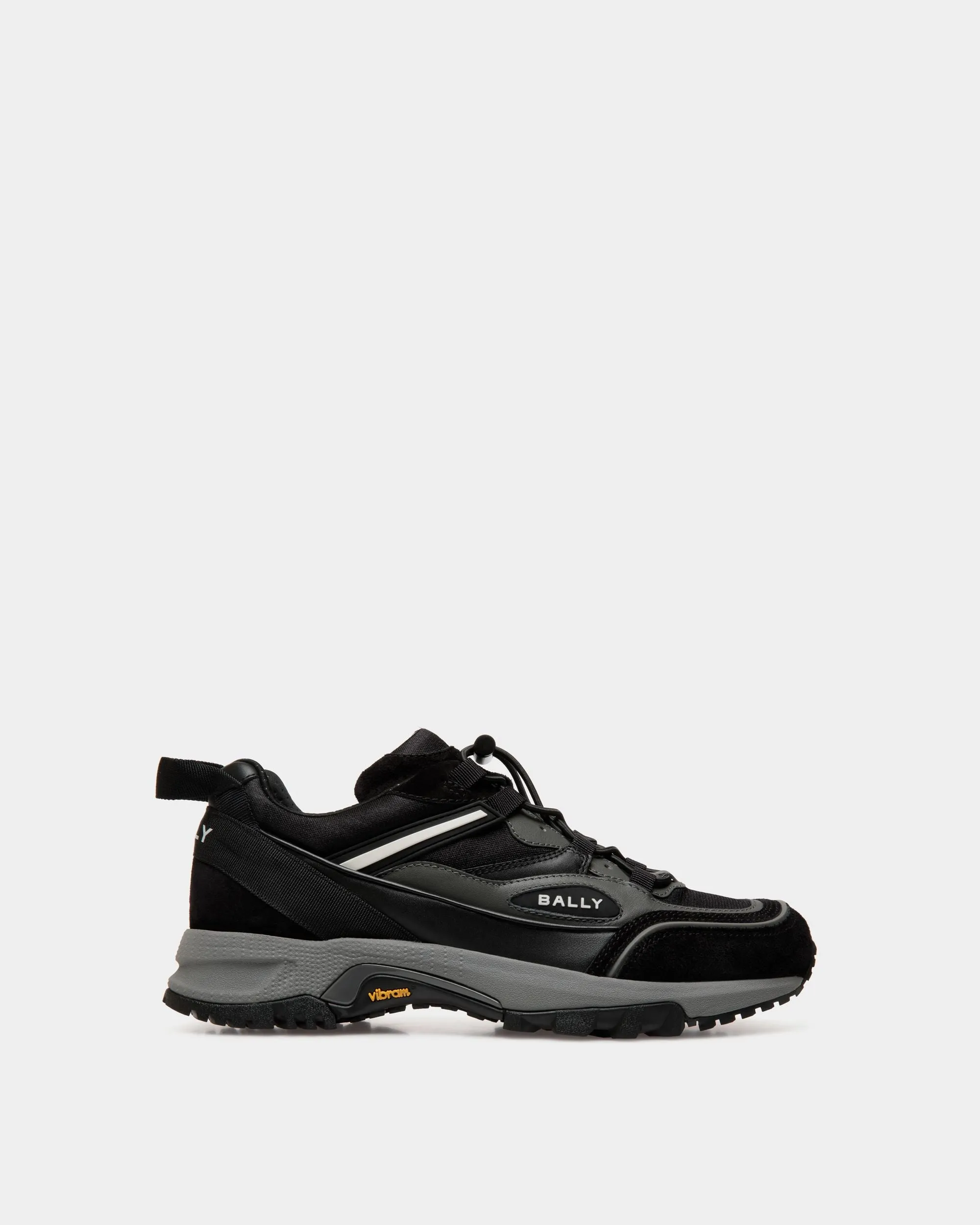 Faster Sneaker In Black And Grey Leather And Nylon