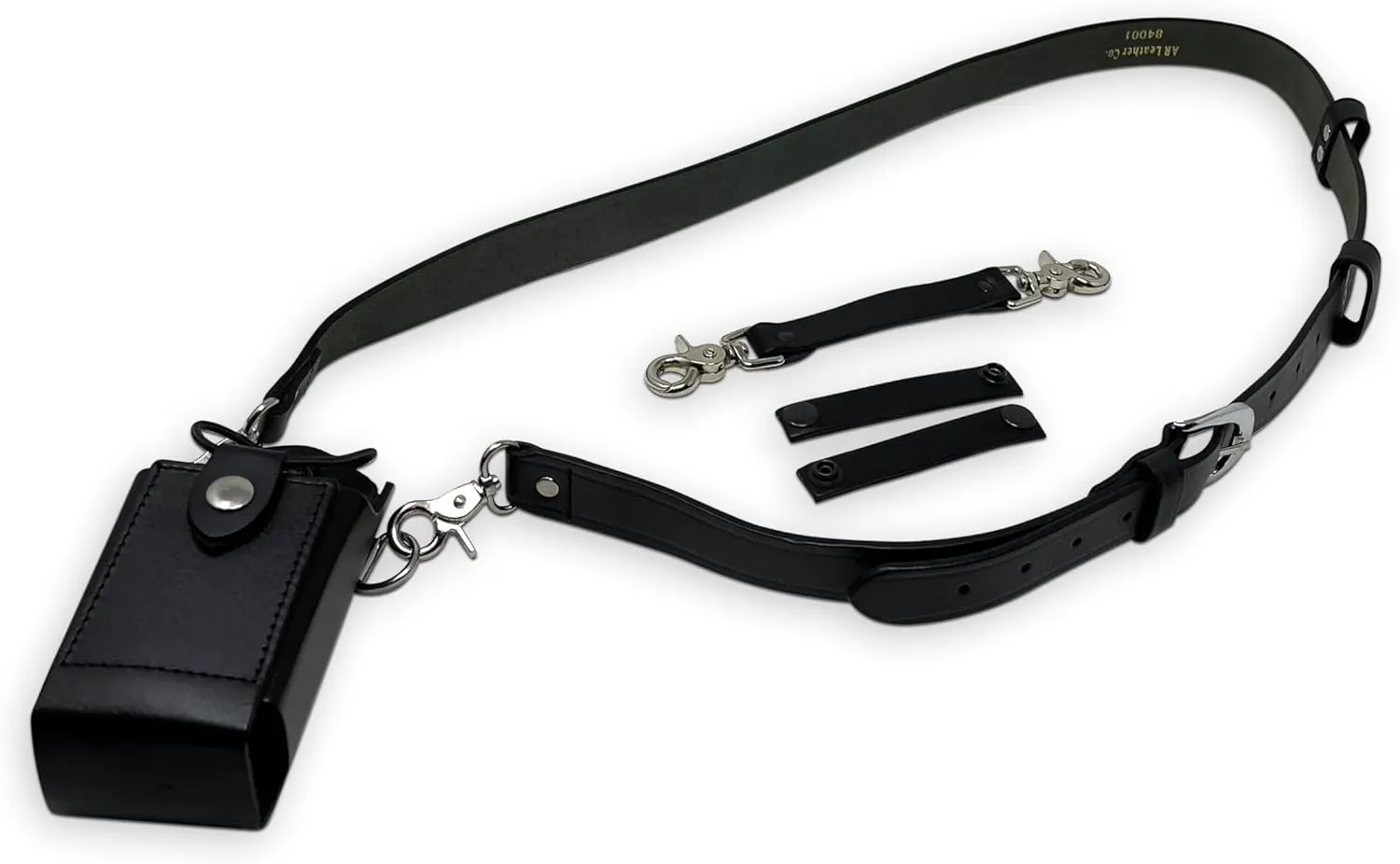 Firefighter Leather Radio Holster with Belt, Strap, Anti-Sway Strap, and Cord Keepers. Perfect for Firefighters, EMT, Police