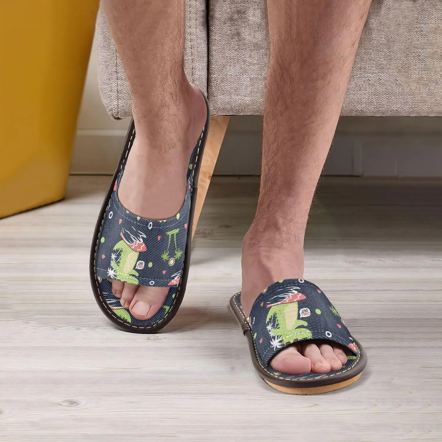Fisyme Slippers for Women Men Slip-On Open Toe Indoor Outdoor House Shoes Home Slipper