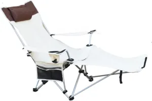 Foldable Reclining Chair for Outside, Reclining Beach Chair, Lawn Chairs Reclining, Camping Chair with Foot Rest - Weighs 3.75 lbs, Supports up to 264 lbs, Comes with Side Pocket