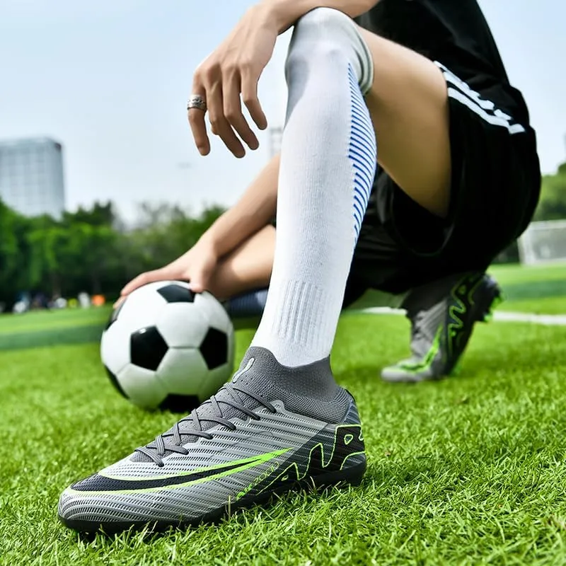 Football Cleats Men Women, Non-Slip High Top Soccer Shoes Lightweight Shock Resistant Training Boots Sneaker Breathable Professional Turf Shoes Sport Athletic Ground Football Boots Soccer Cleats