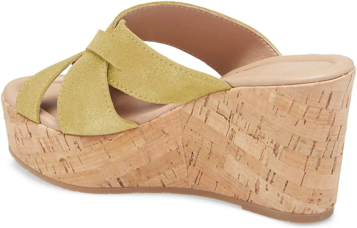 FOWT Women’s Cork Wedge Sandals Cross Strappy High Platform Open Toe Slippers Slip-On Chunky Heels Wide Width Available Shoes Outdoor Beach Casual Size 4-16 US